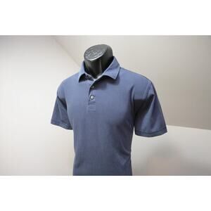 Linksoul Golf Polo Tempus Fugit Short Sleeve Blue Luxury Cotton Men Sz Medium